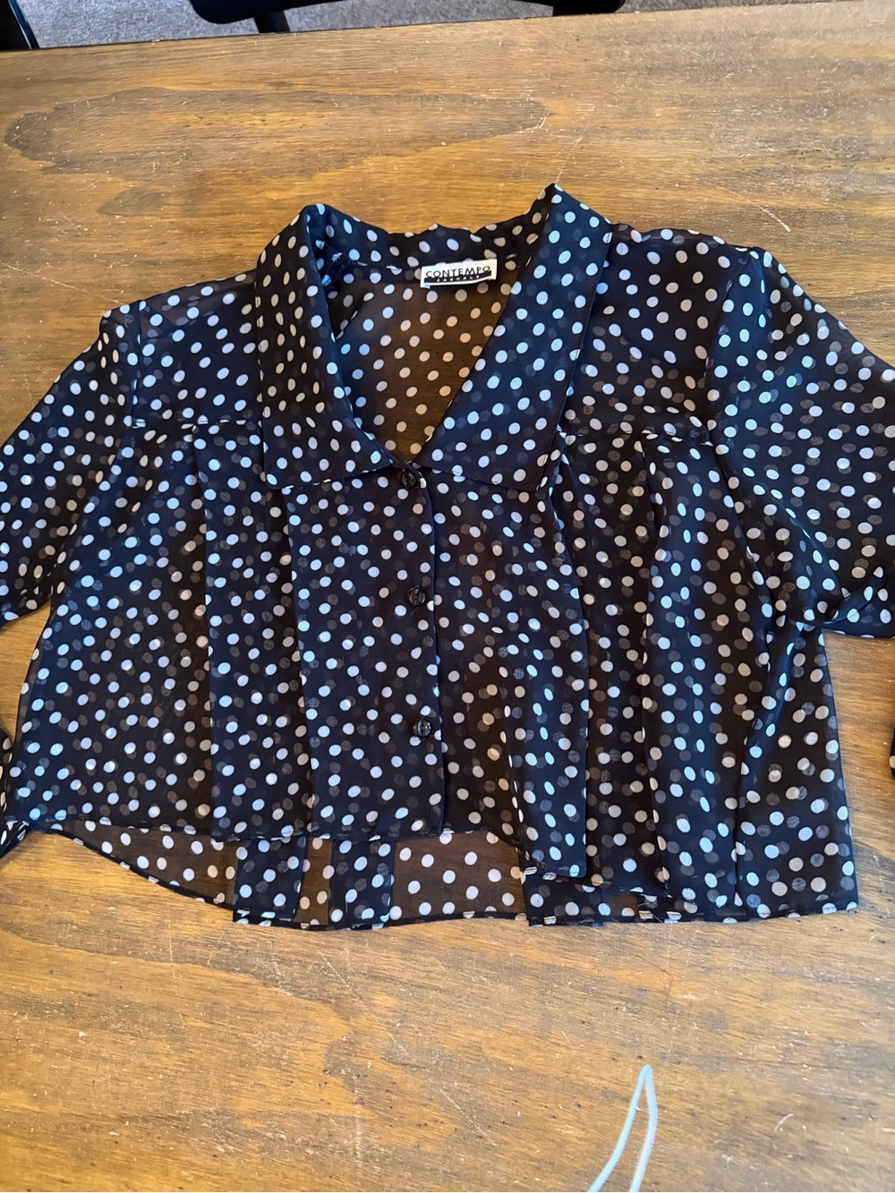 y2k black sheer polka dot black cropped contempo shoulder pad 